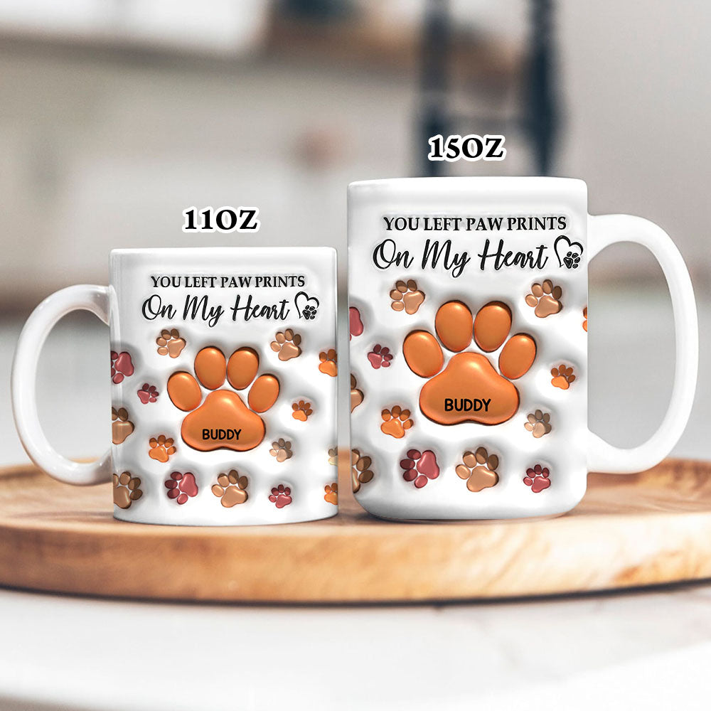 Pawprints On My Heart - Pet Memorial Gift - Personalized Custom Mug