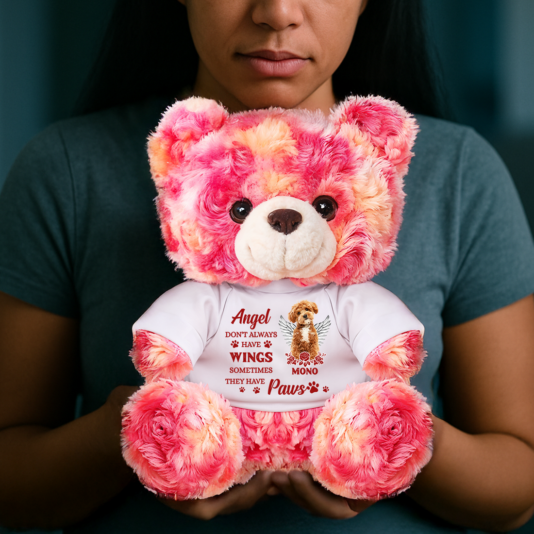 Pet Memorial Teddy Bear - Custom Pet Name and Photo Teddy Bear - Personalized Pet Memorial Bear Plush