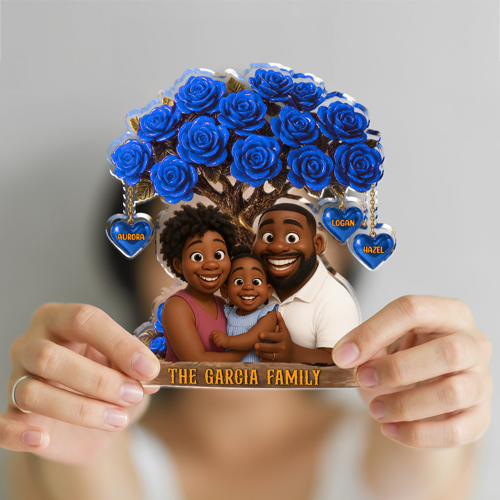 Family Tree Heart Name and Photo - Personalized Name and Photo Family Gift - Custom Shape Acrylic Block Plaque