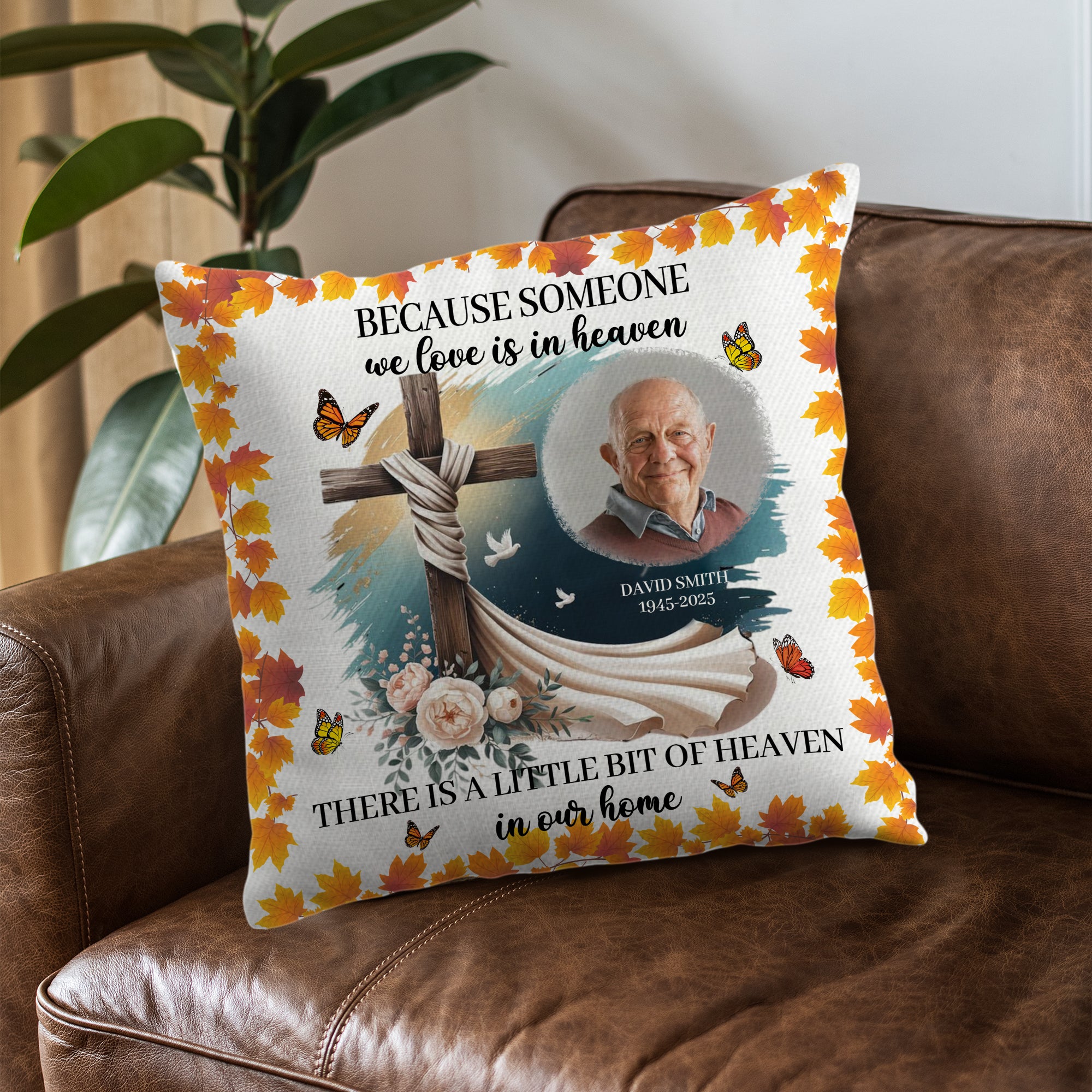 Someone We Love Is In Heaven - Custom Name and Photo - Personalized Memorial Pillow