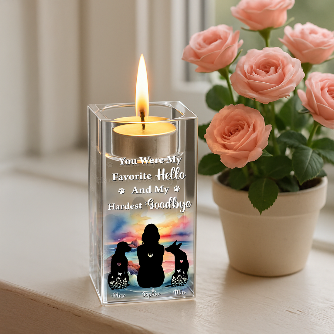 My Hardest Goodbye - Personalized Crystal Candle Holder - Pet Memorial