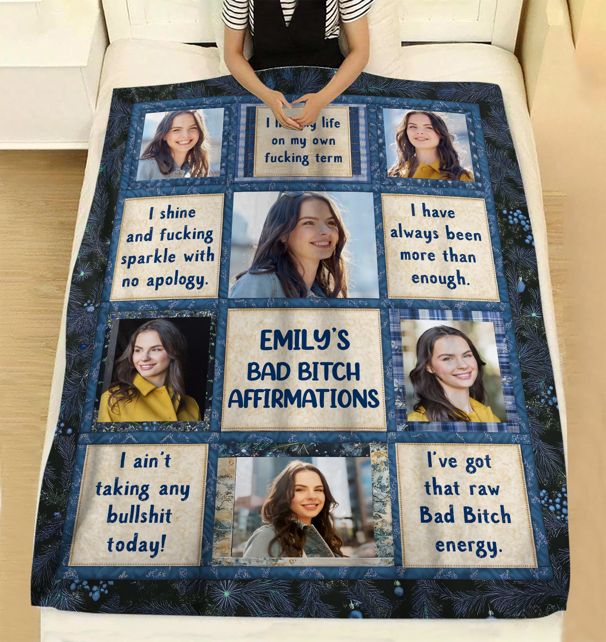 Affirmation Personalized Funny Blanket - Custom Name and Photo Memorial Blanket
