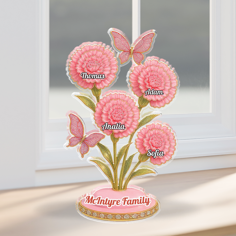 Family Flower - Custom Name with Flower Shape  - Custom Shape Acrylic Block Plaque