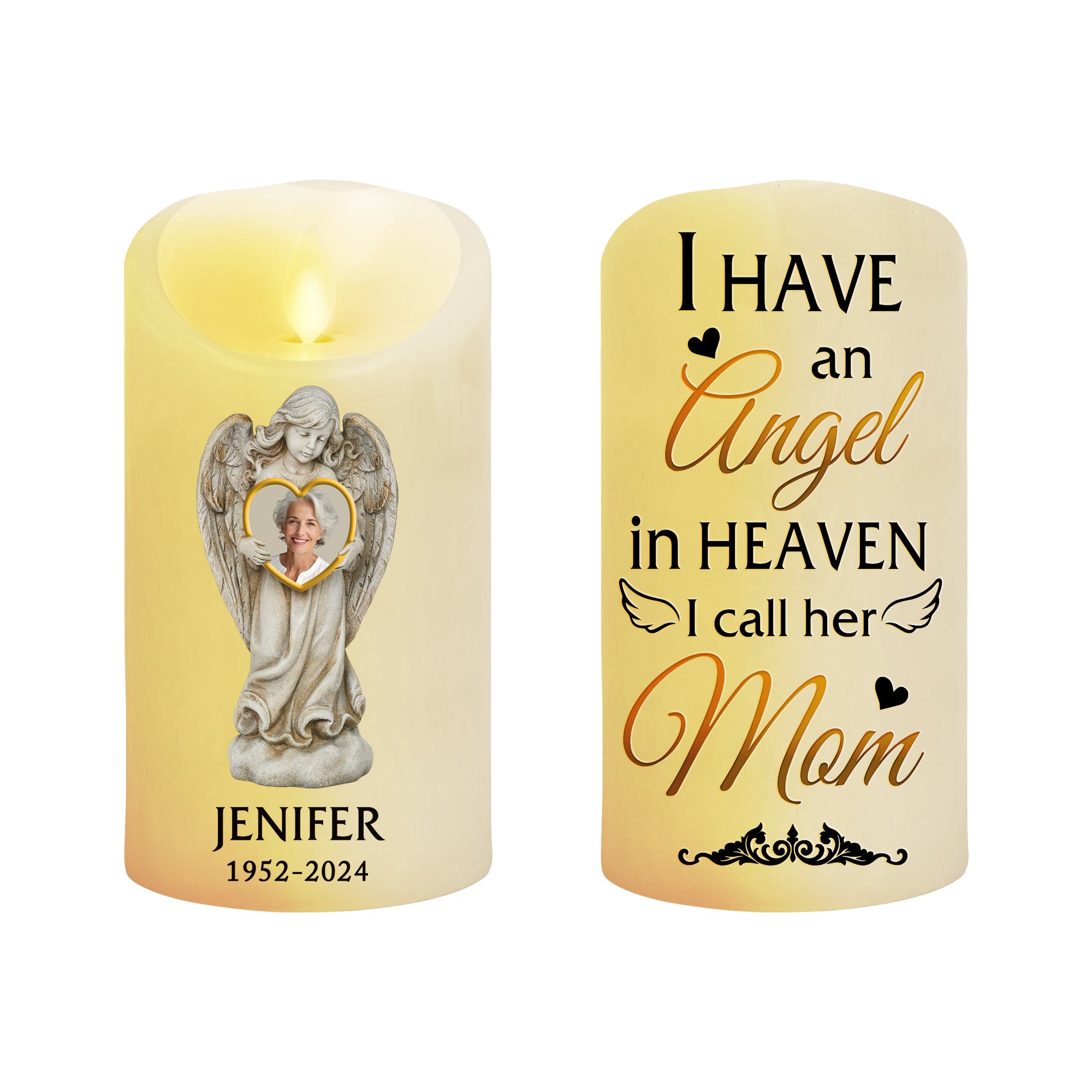 My Mom Angel In Heaven - Personalize LED Candle - Gift for Family