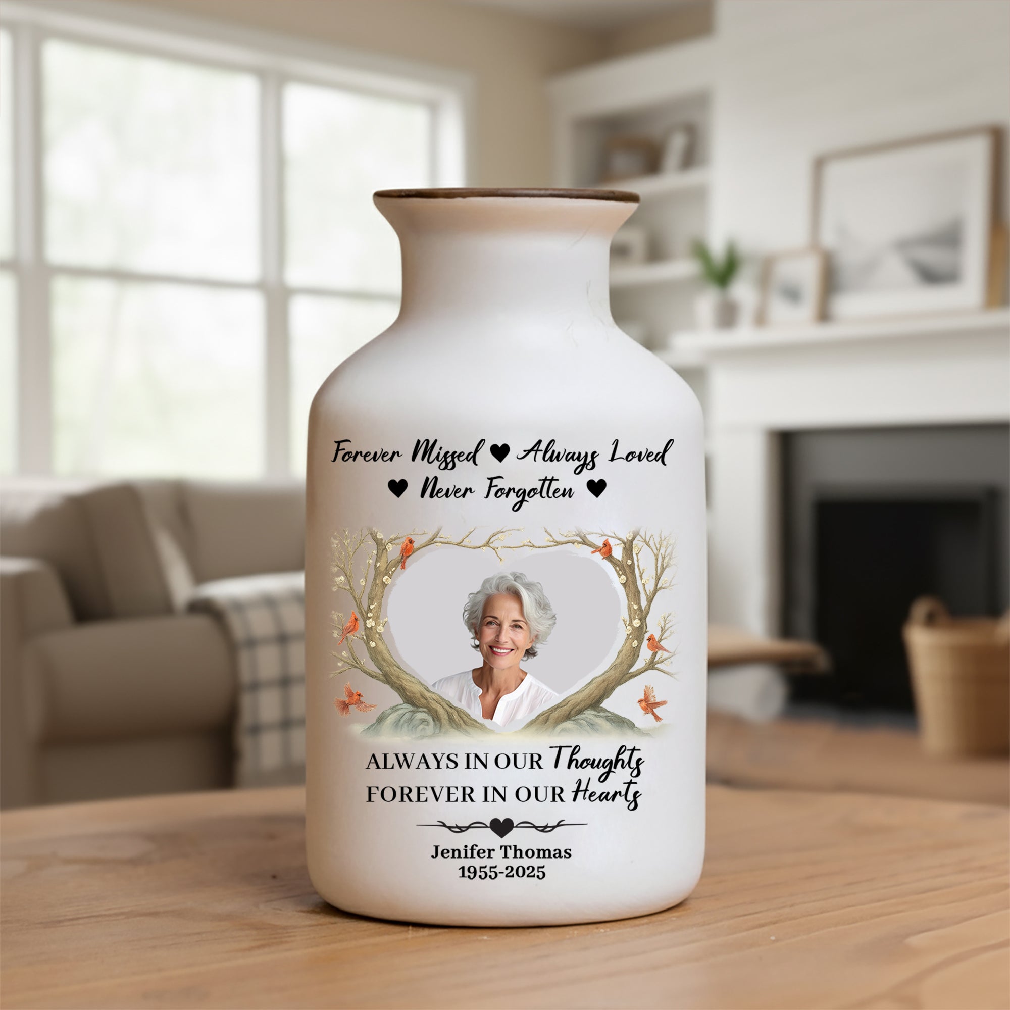 Forever Missed - Personalized Elegant Ceramic Flower Pot Minimalist - Memorial Gift