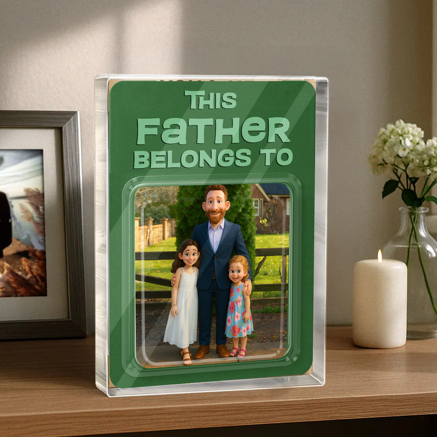 This Daddy Belong To - Family Photo Acrylic Block - Custom Acrylic Block Plaque