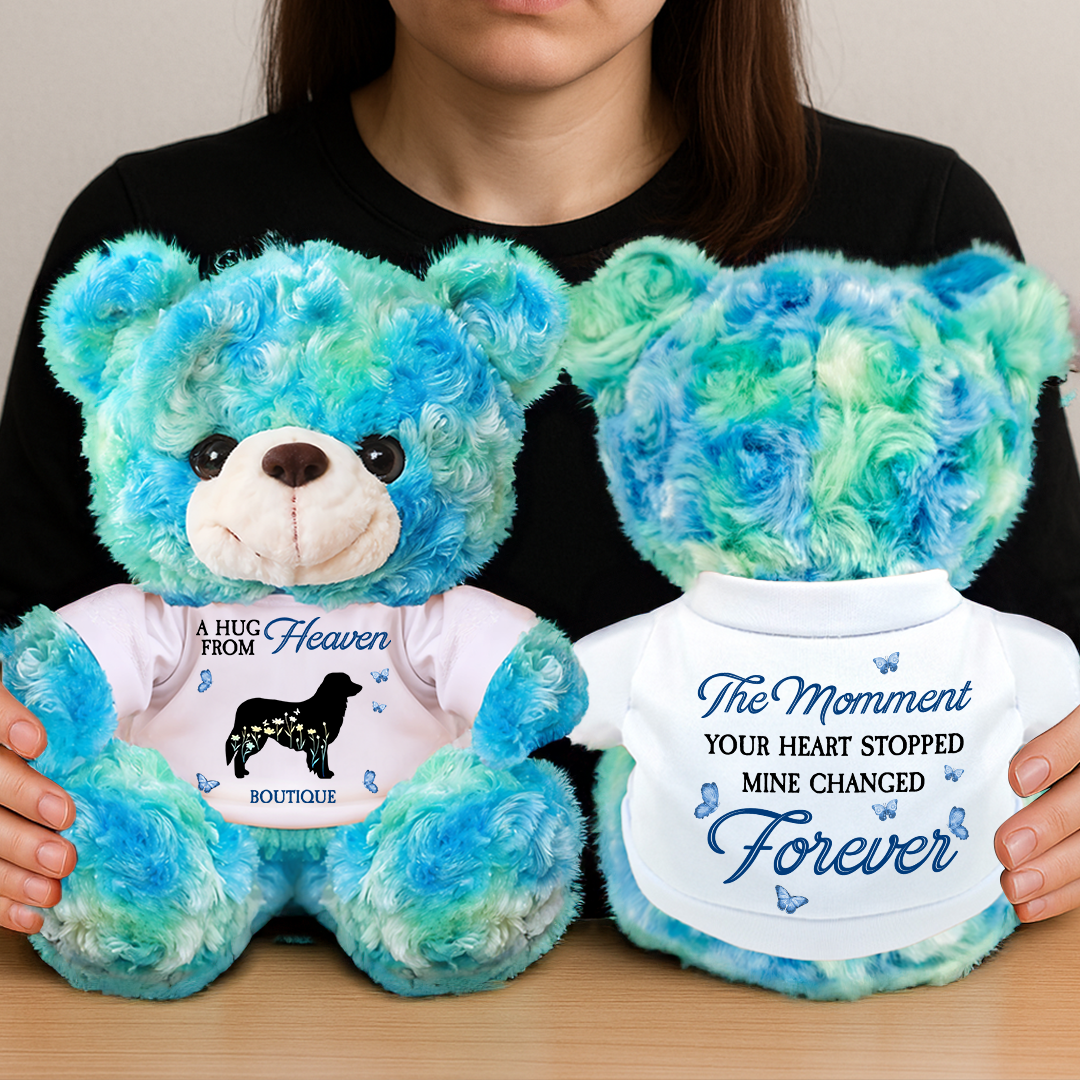A Hug From Heaven - Personalized Dog Memorial Bear Plush - Custom Name Teddy Bear