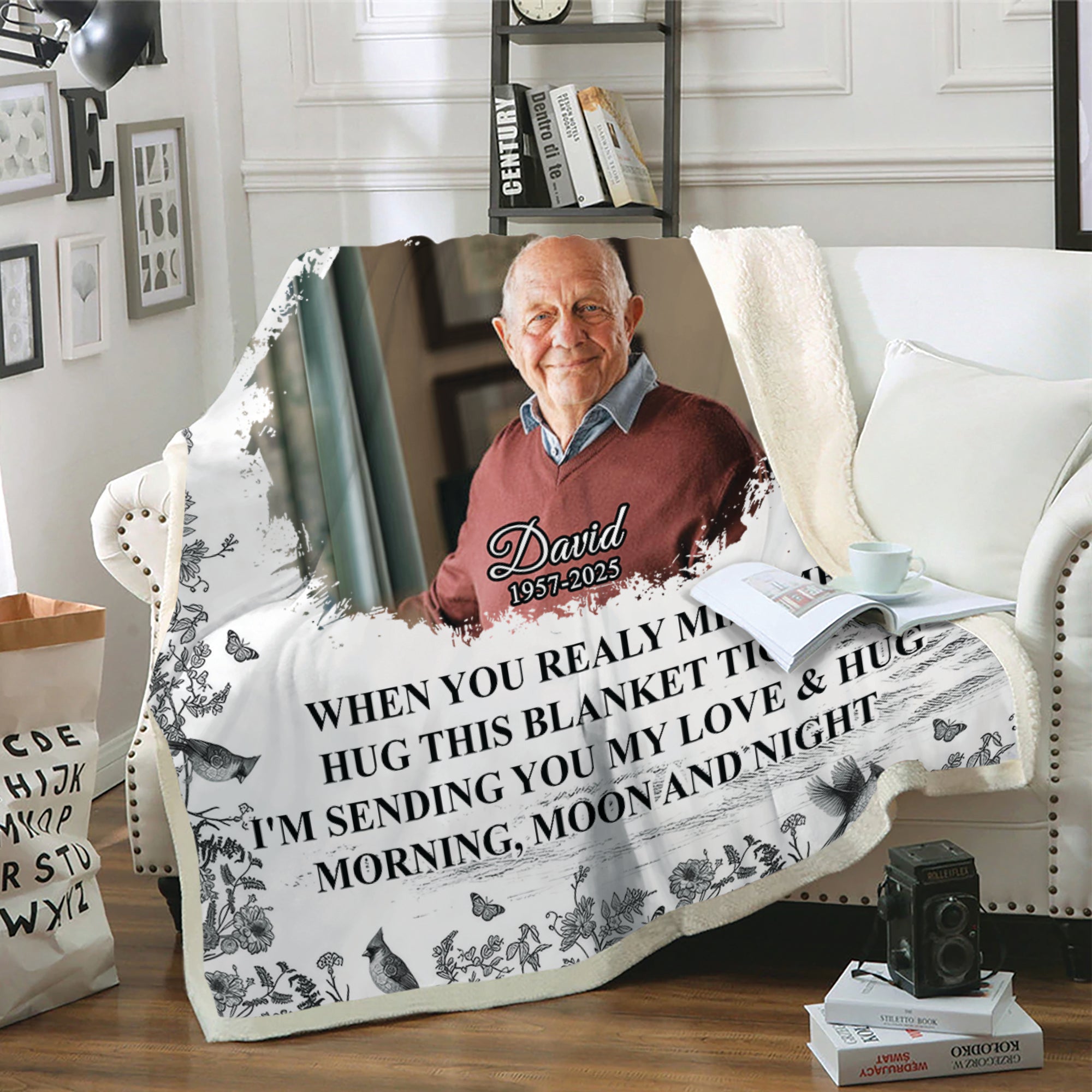 A Hug From Heaven - Custom Name and Photo Memorial Blanket - Christmas Gift