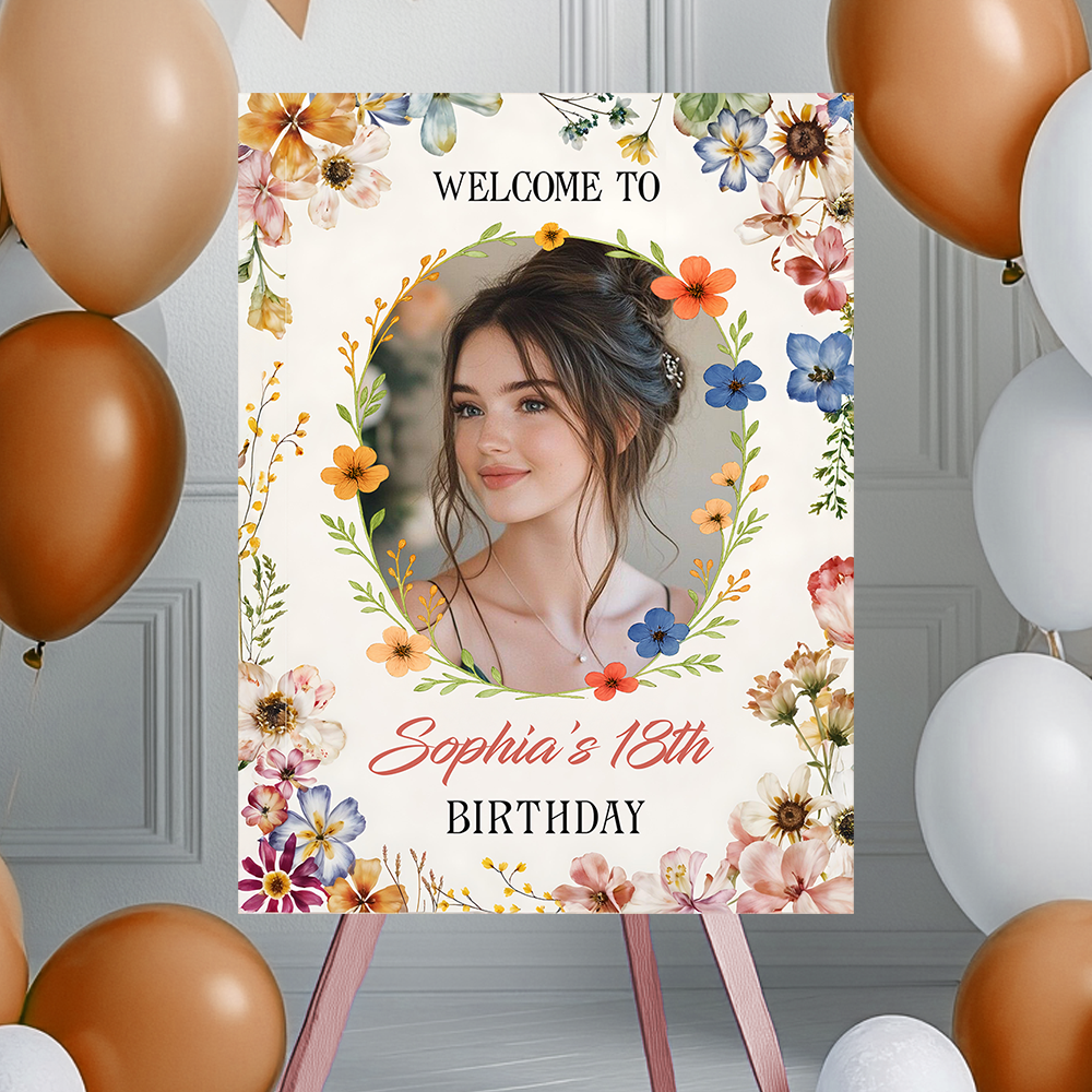 Birthday Party Sign - Custom Name & Photo Law Sign - Birthday Party Welcome Sign