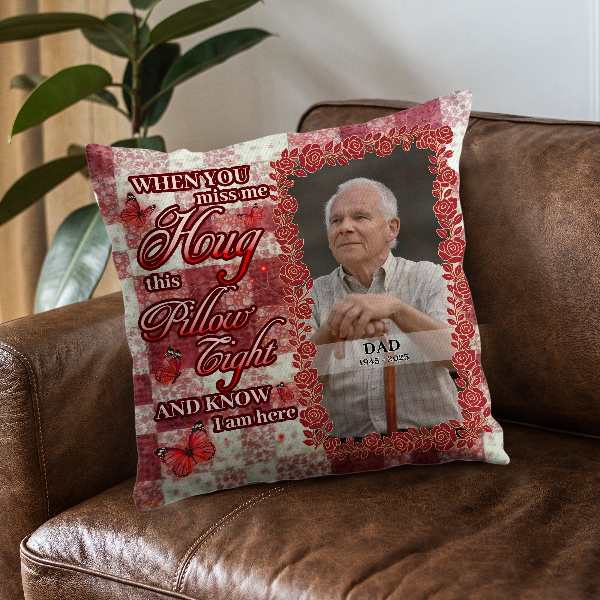 Know I Am Here - Custom Name and Photo Sympathy Gift - Personalized Memorial Pillow