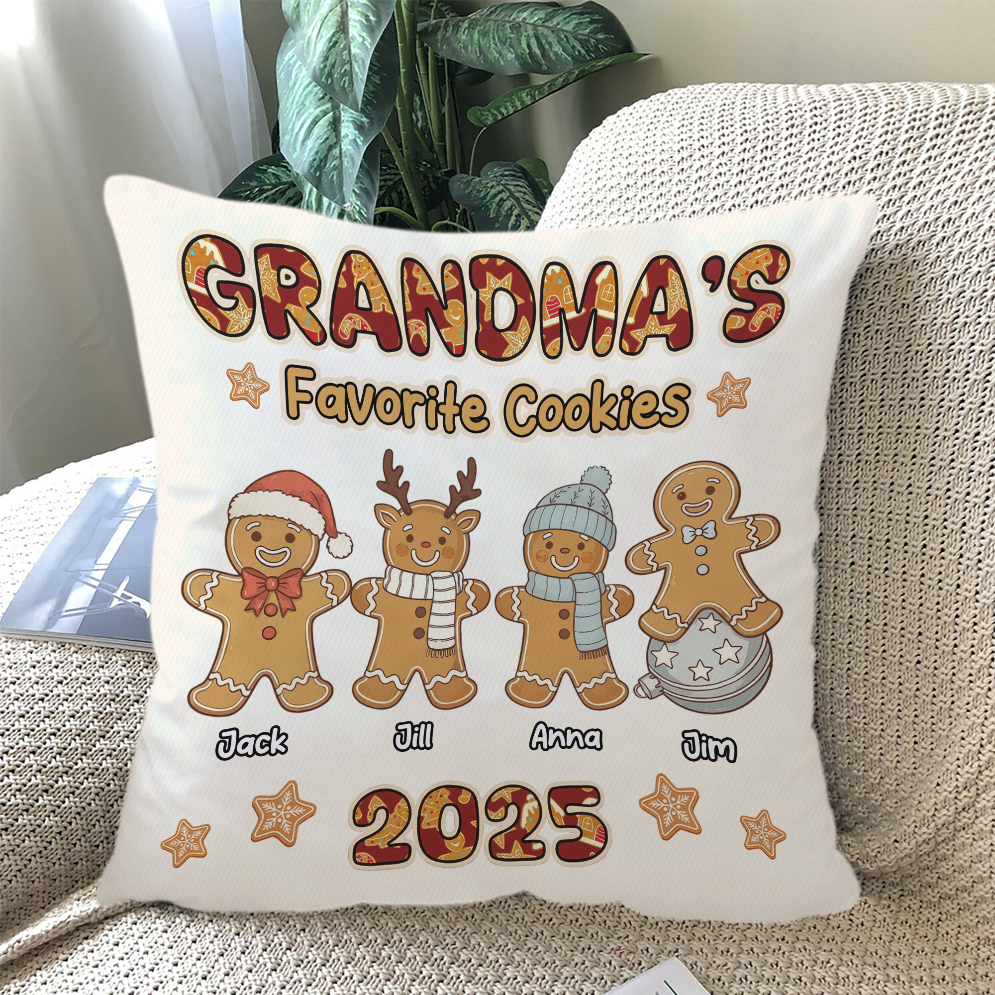 Custom Name - Grandma Favorite Cookies - Personalized Pillow - Christmas Gift