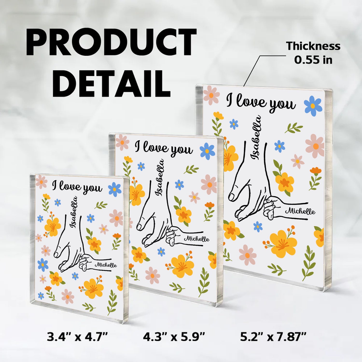 We Love You Dad Mom - Personalized Name Gift - Custom Shape Acrylic Block Plaque