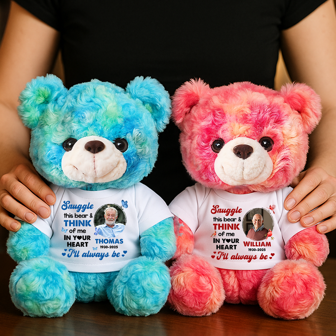 In Your Heart - Personalized Memorial Bear Plush - Custom Name and Photo Teddy Bear