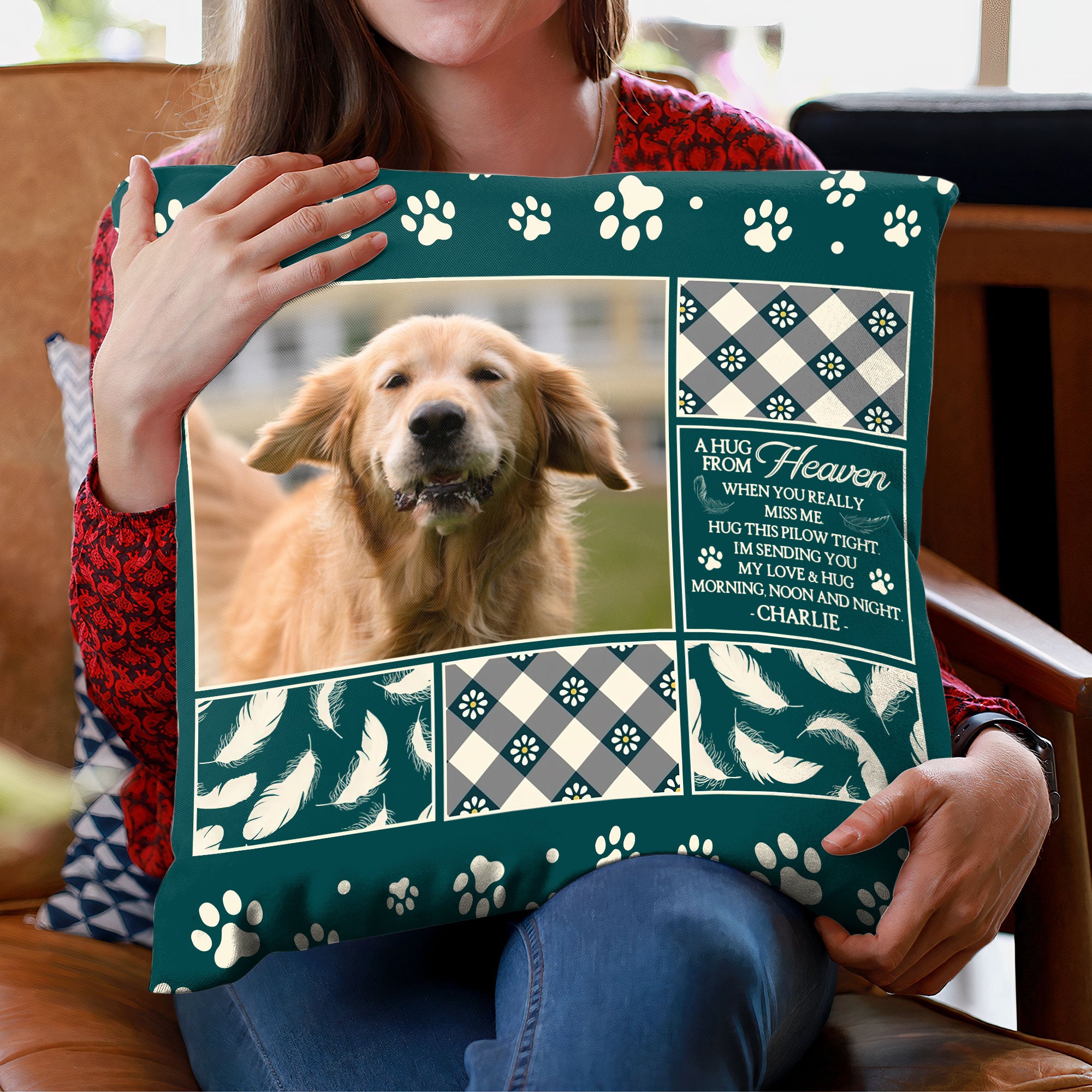 Pet Memorial - Custom Name and Photo Pillow - Personalized Custom Pillow
