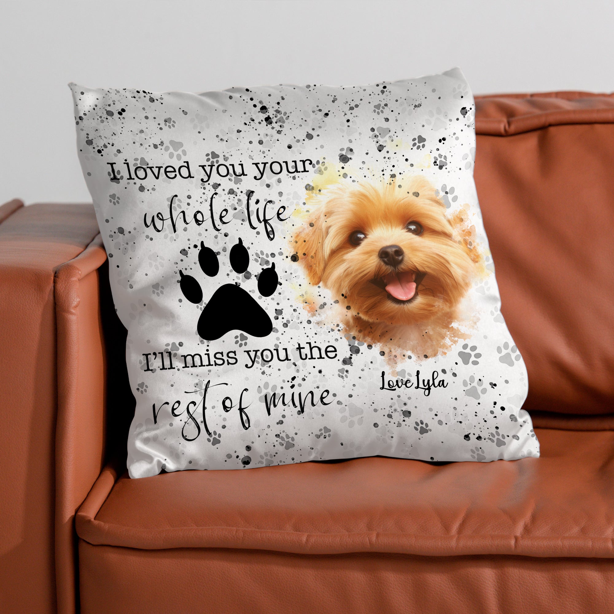 Custom Name and Photo - Personalized Pillow - Pet Memorial - Sympathy Gift