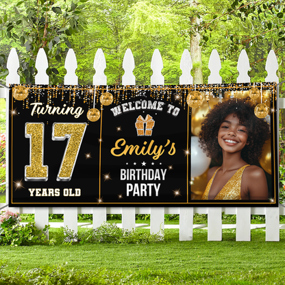 Personalized Birthday Party Banner – Custom Name and Photo Birthday Party Sign