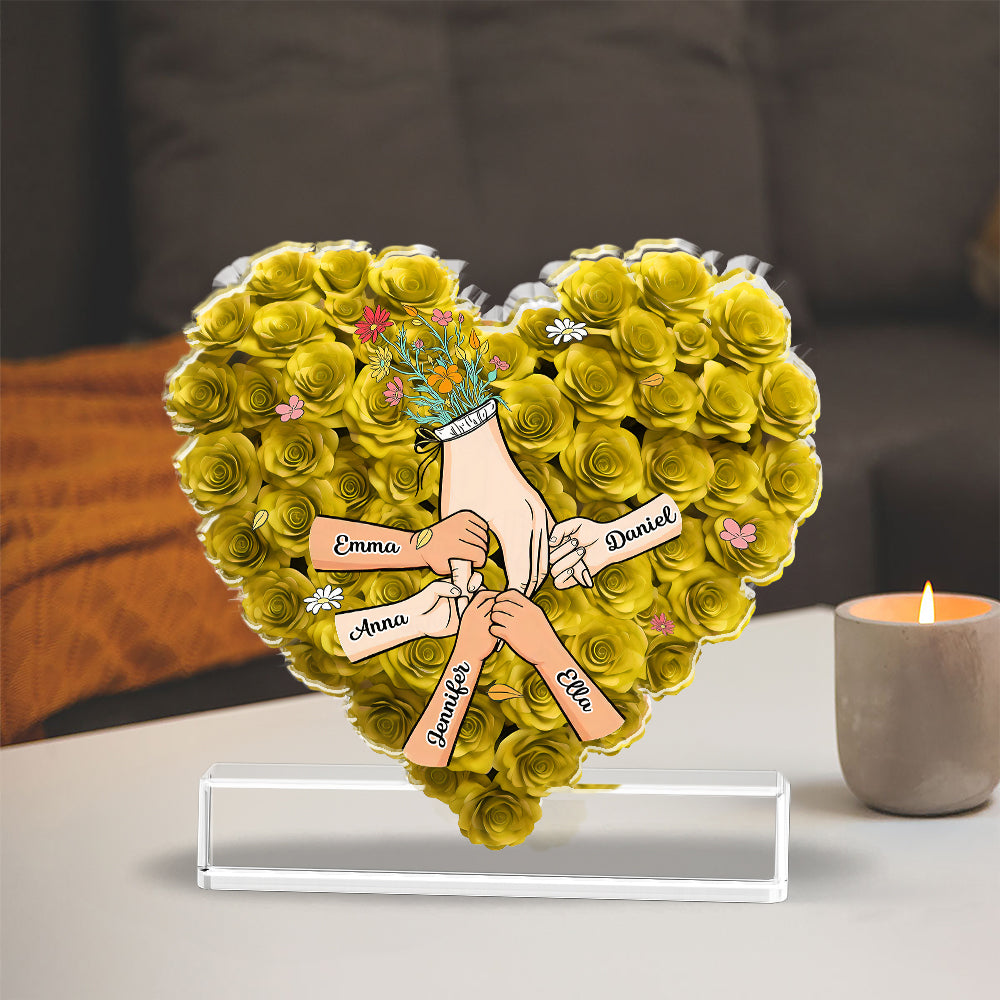 Family Heart - Personalized Name Gift - Custom Shape Acrylic Block Plaque