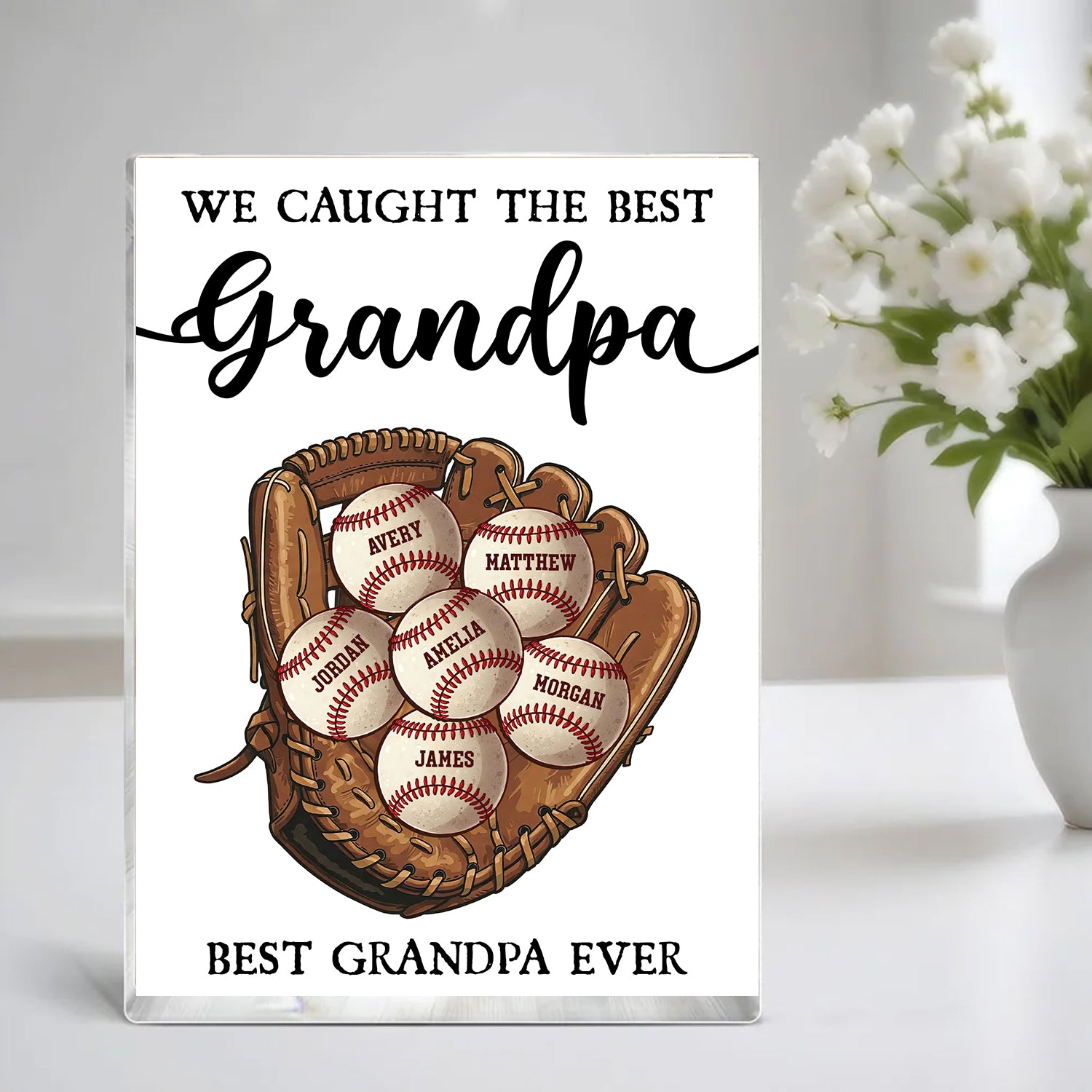Personalized Baseball Dad Name Gift - Custom Shape Acrylic Block Plaque