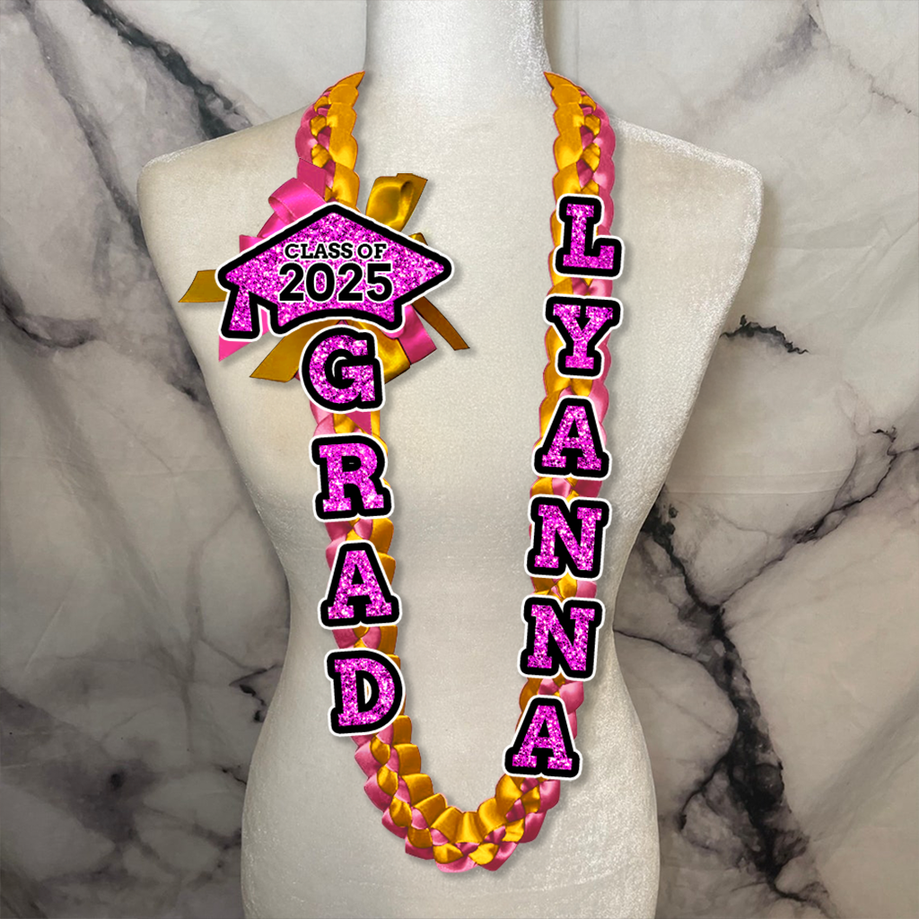 Glitter 2025 Graduation Lei Custom Name and Photo - Personalized Graduation Lei - Senior 2025