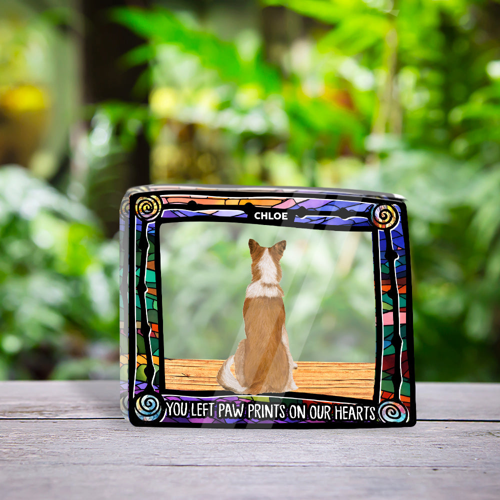 You Left Pawprints on Our Heart - Custom Shape Acrylic Block Plaque