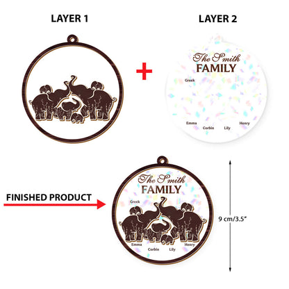 Personalized Elephant Family Name Ornament - Custom Shape Hologram Ornament
