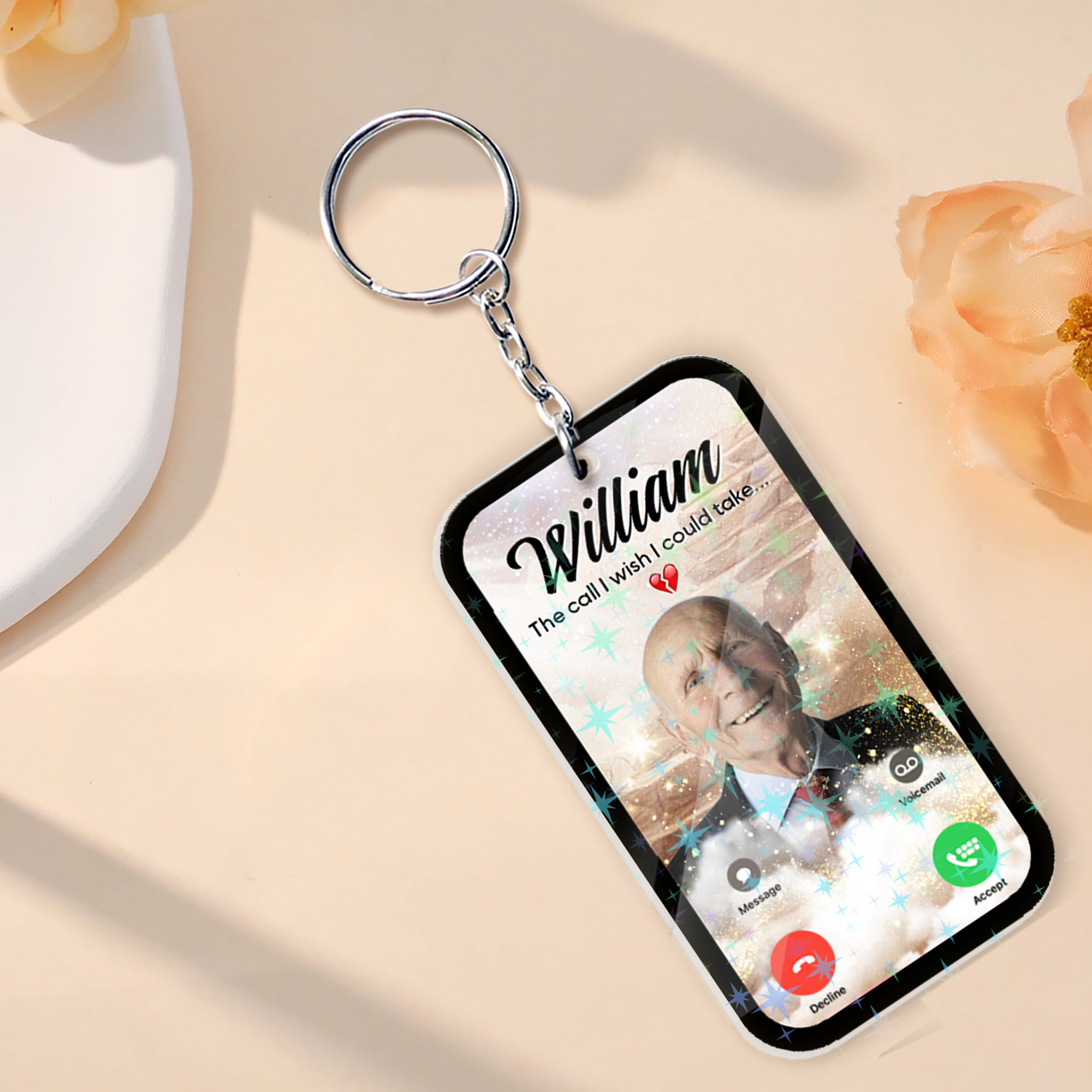 Custom Photo The Phone I Wish Personalized Keychain - Memorial Gift