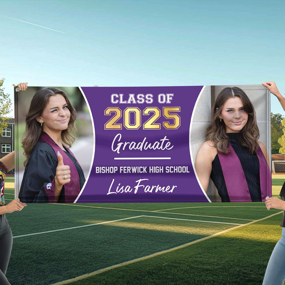 Class Of 2025 Personalized Photo Graduation Banner - Graduation Decor Gift