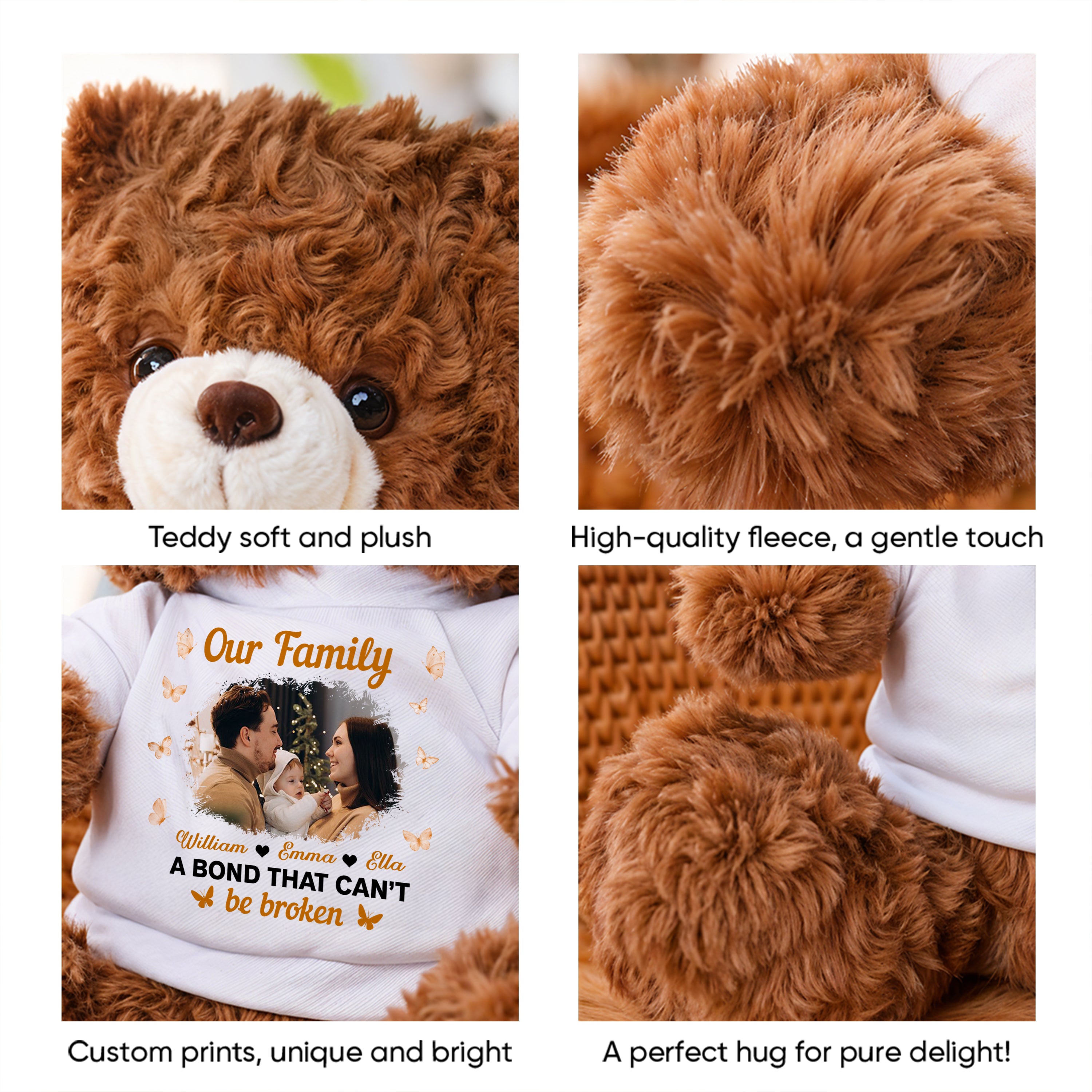 Our Family - Personalized Bear Plush - Custom Name and Photo Teddy Bear