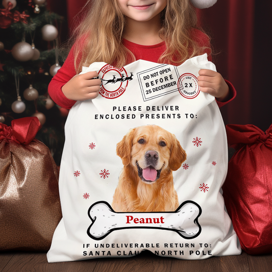 Christmas Bag Custom Pet Photo - Special Delivery - Christmas Sack