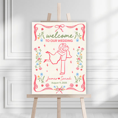 Welcome to Our Wedding Sign - Custom Name and Date Wedding Law Sign