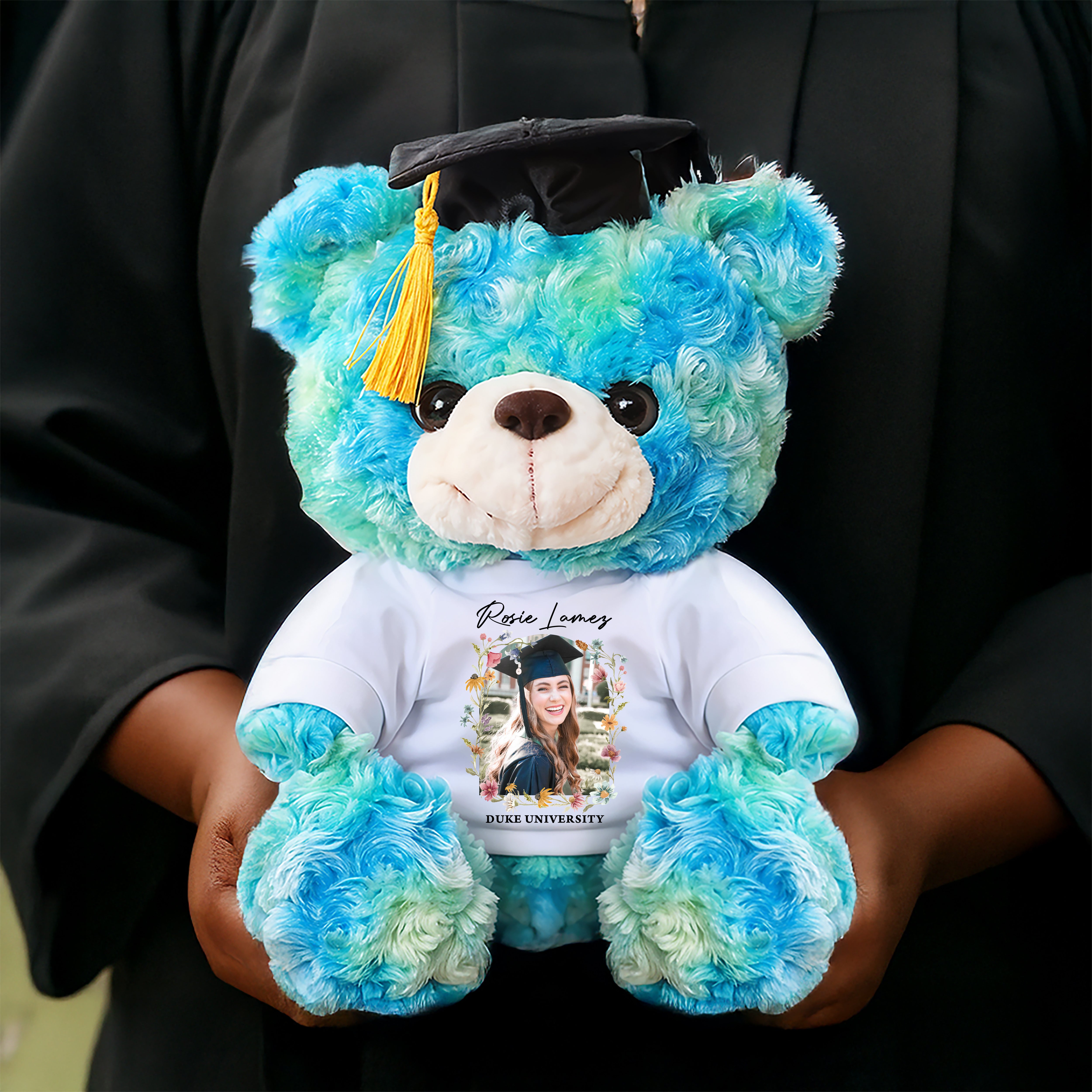 Class Of 2025 Custom Photo and Name Teddy Bear Plush - Graduate Bear With Cap