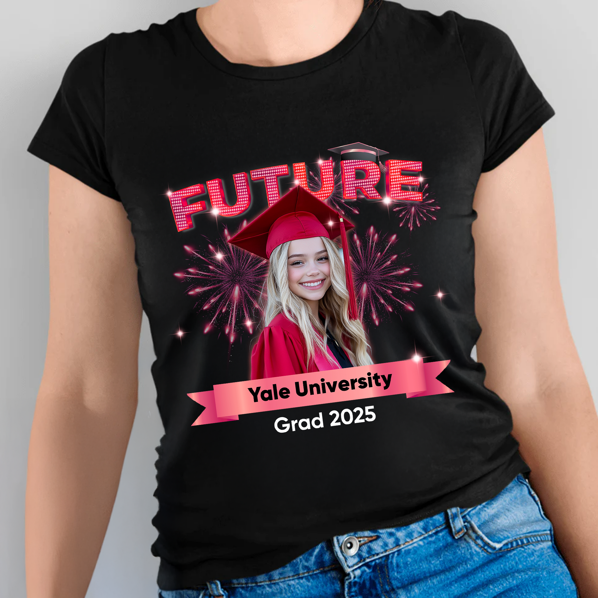 Future GRAD 2025 Personalized Upload Photo Congrats Graduation T-shirt
