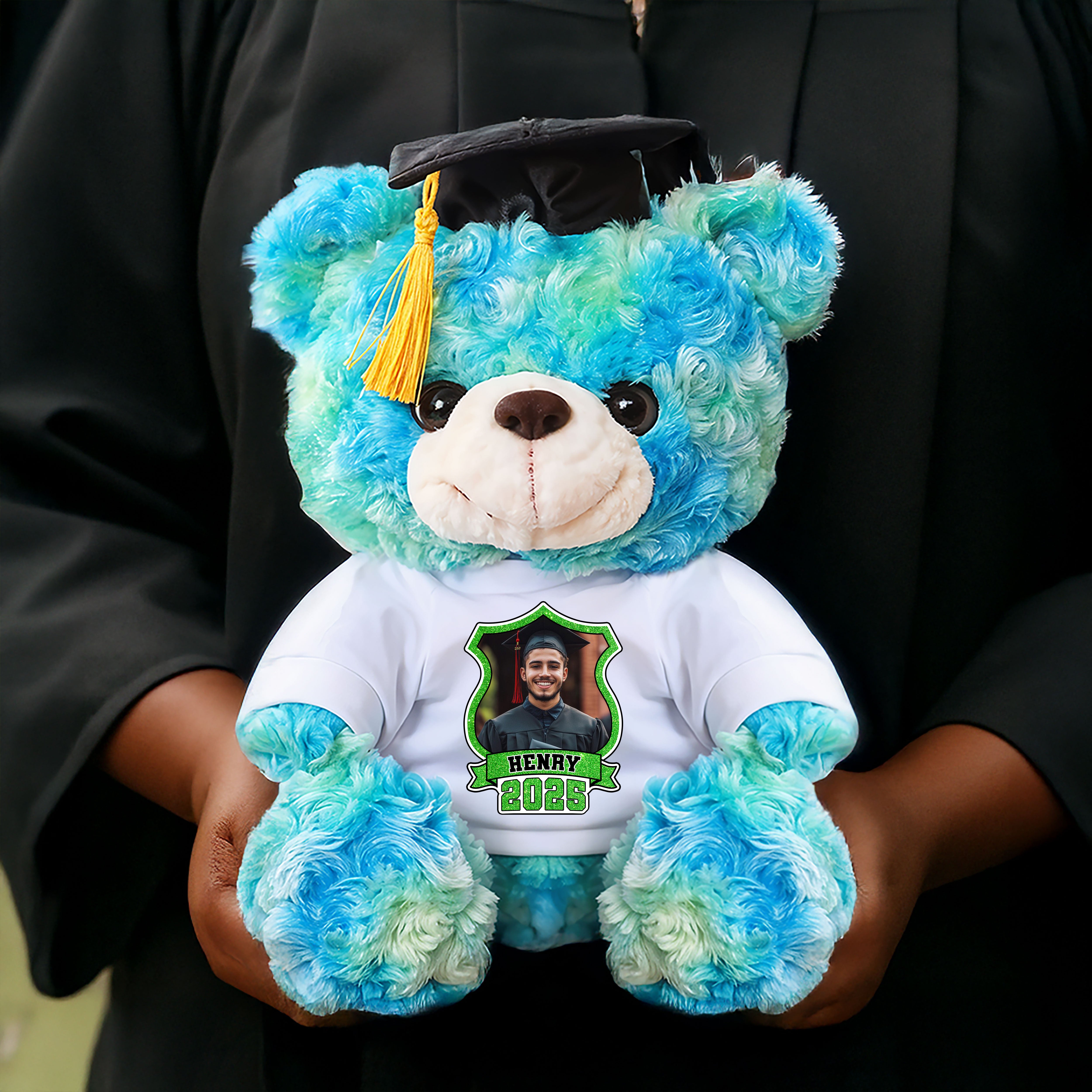 2025 Graduation Gift - Custom Photo and Name Teddy Bear Plush - Graduate Bear With Cap