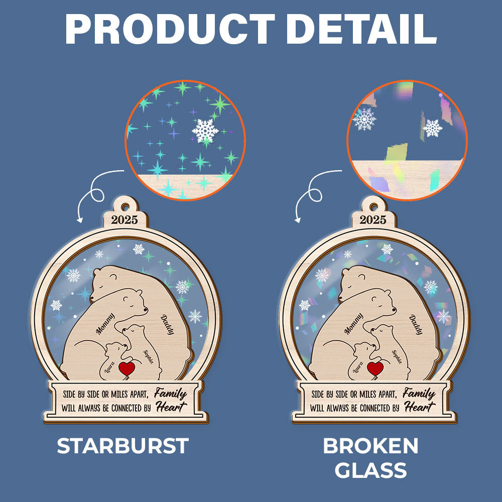 Personalized Bear Family Name Ornament - Custom Shape Hologram Ornament