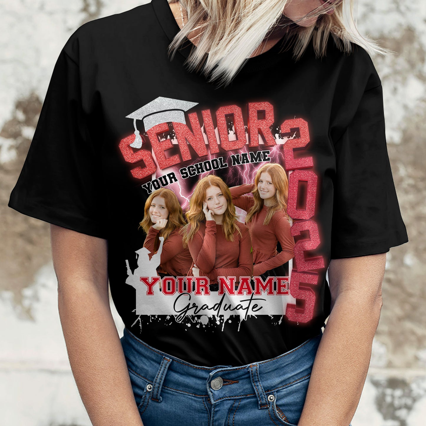 Senior 2025 Personalized Graduation Shirt Upload Photo T-shirt, Graduation Gift