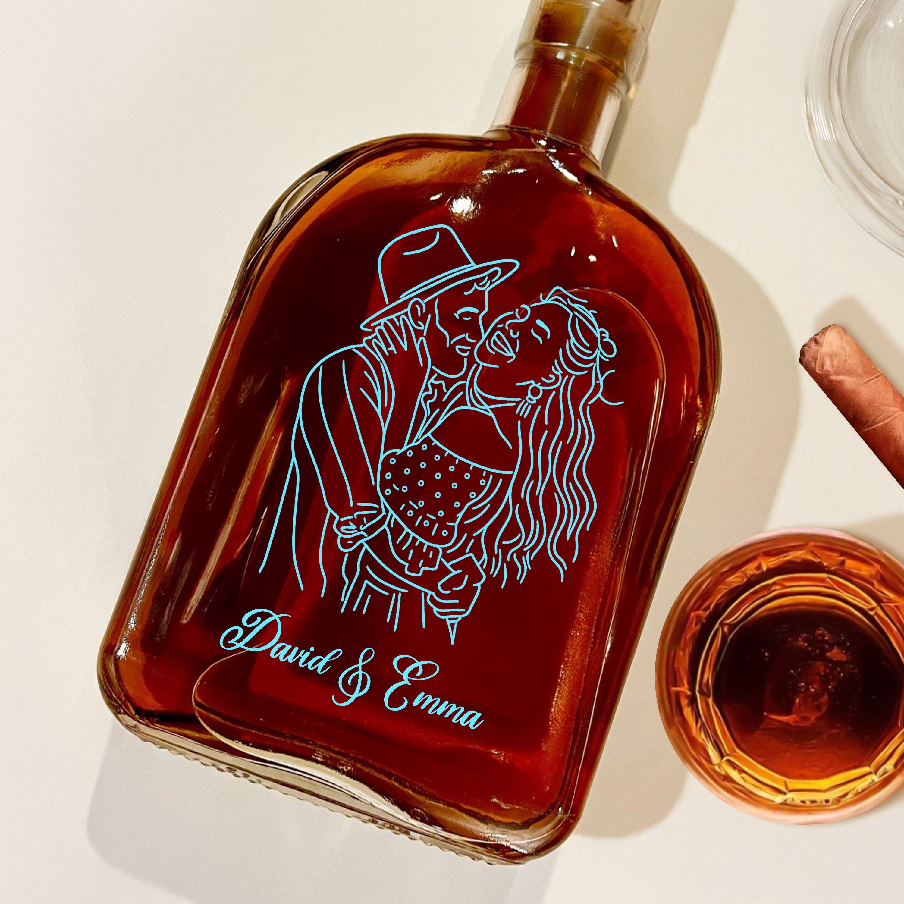 The Day We Met - Custom Star Map and Photo - Personalized Custom Whiskey Bottle