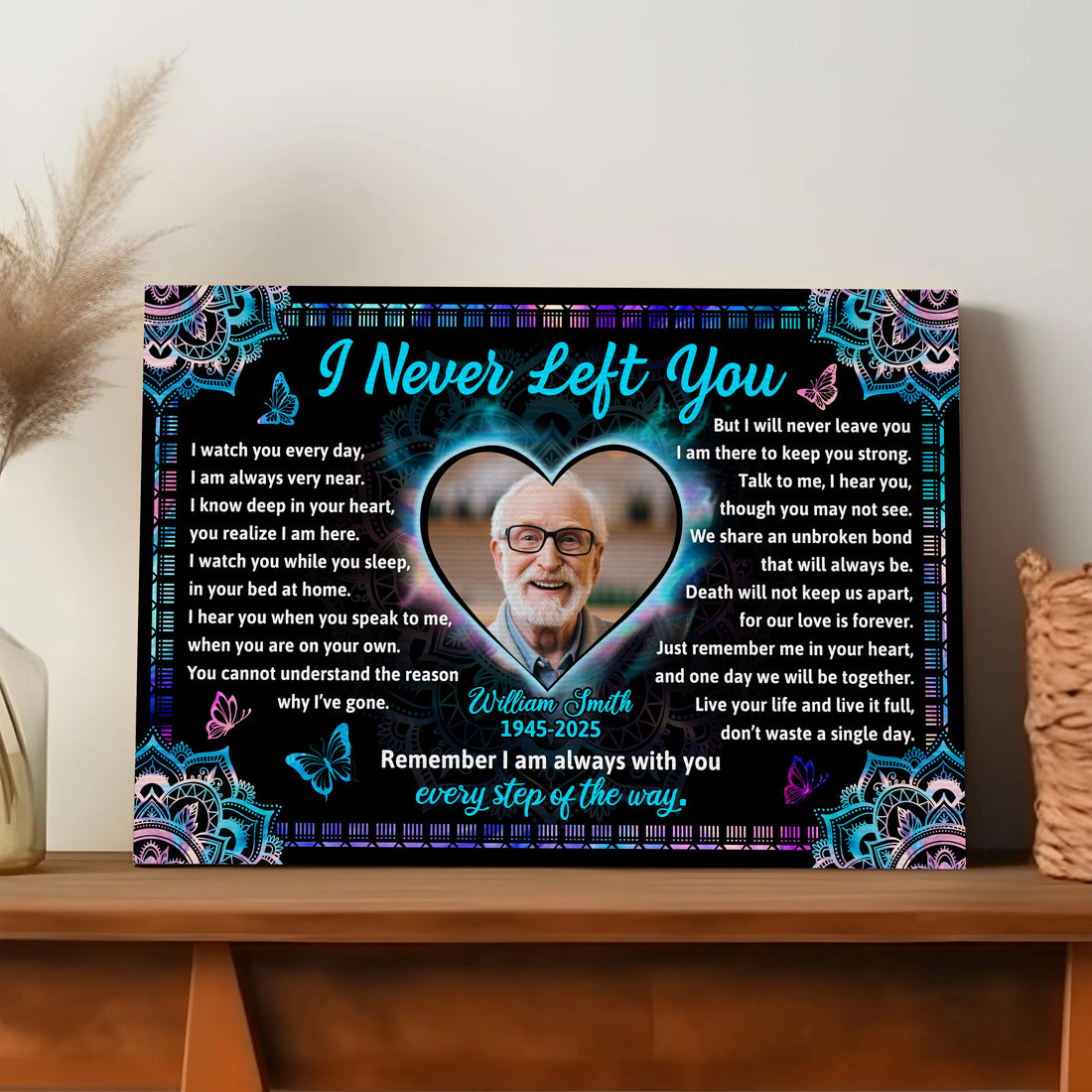 I Never Left You - Custom Name and Photo - Canvas Sign - Memorial Gift
