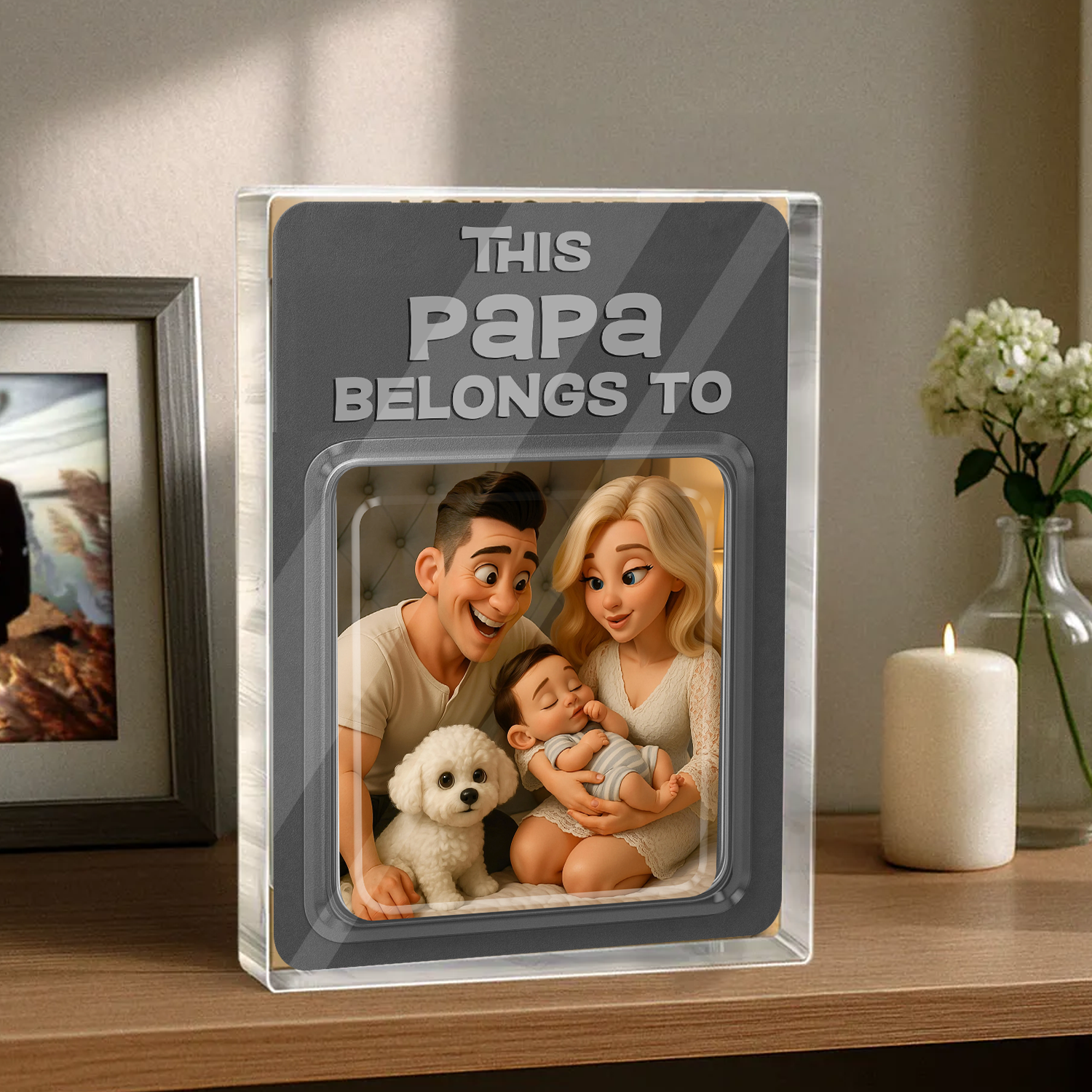 This Daddy Belong To - Family Photo Acrylic Block - Custom Acrylic Block Plaque