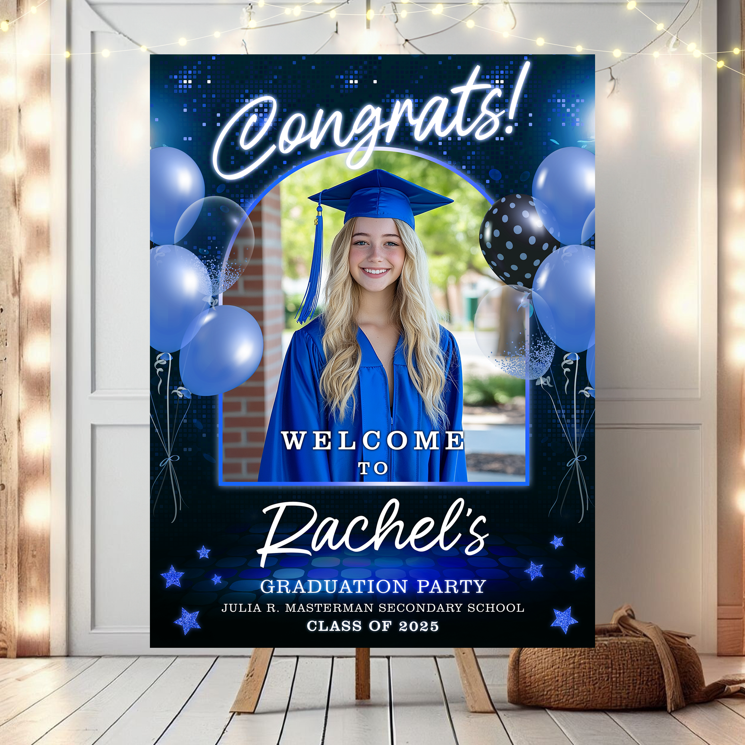 Welcome To The Graduation Party – Cheers To The Class Of 2025 Personalized Congrats Graduate Welcome Sign