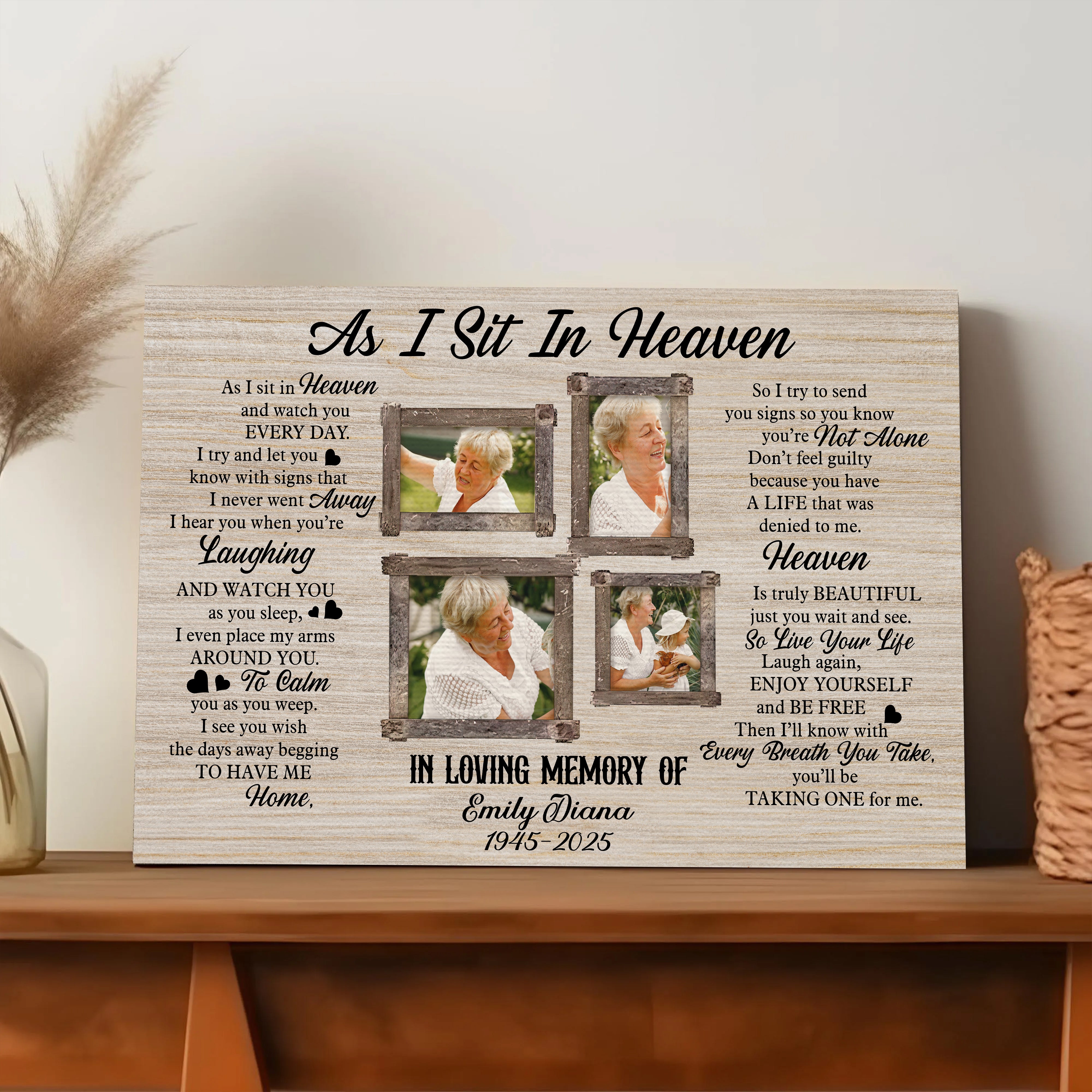 As I Sit In Heaven - Custom Name and Photo - Personalized Canvas Print - Family Decor