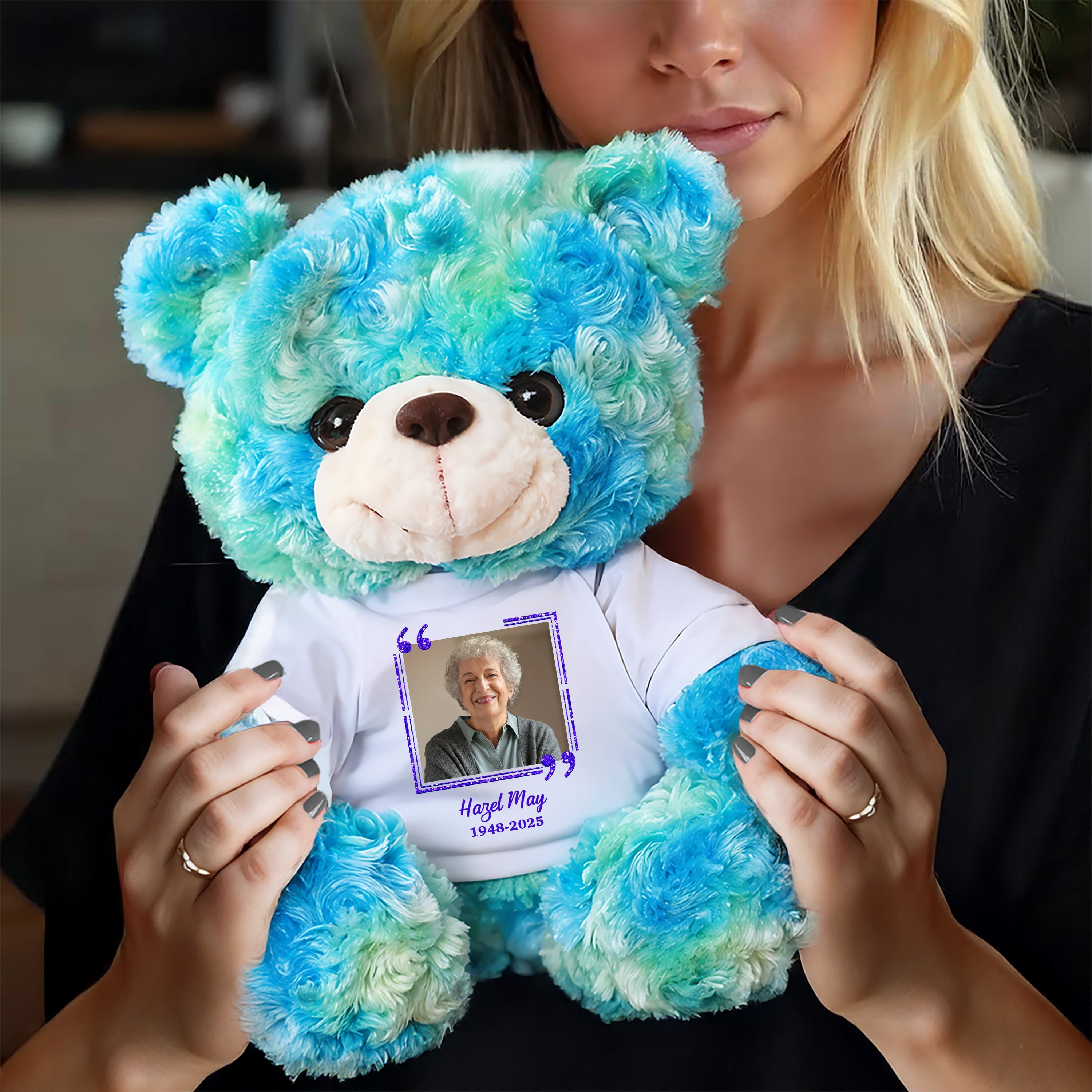 Memorial Teddy Bear - When You Miss Me - Custom Name and Photo Teddy Bear