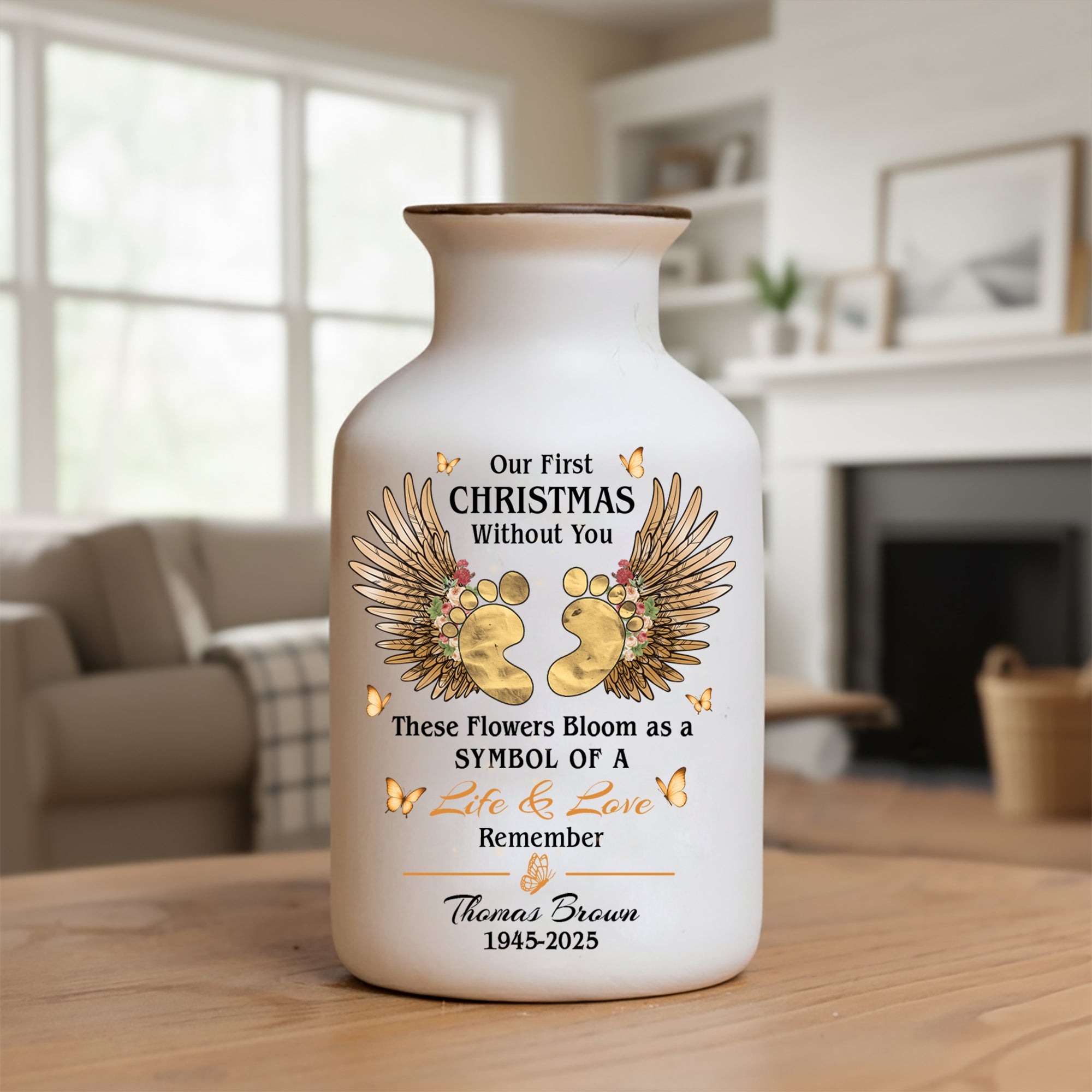 Our First Christmas Without You - Personalized Elegant Ceramic Flower Pot Minimalist - Miscarriage Memorial Gift