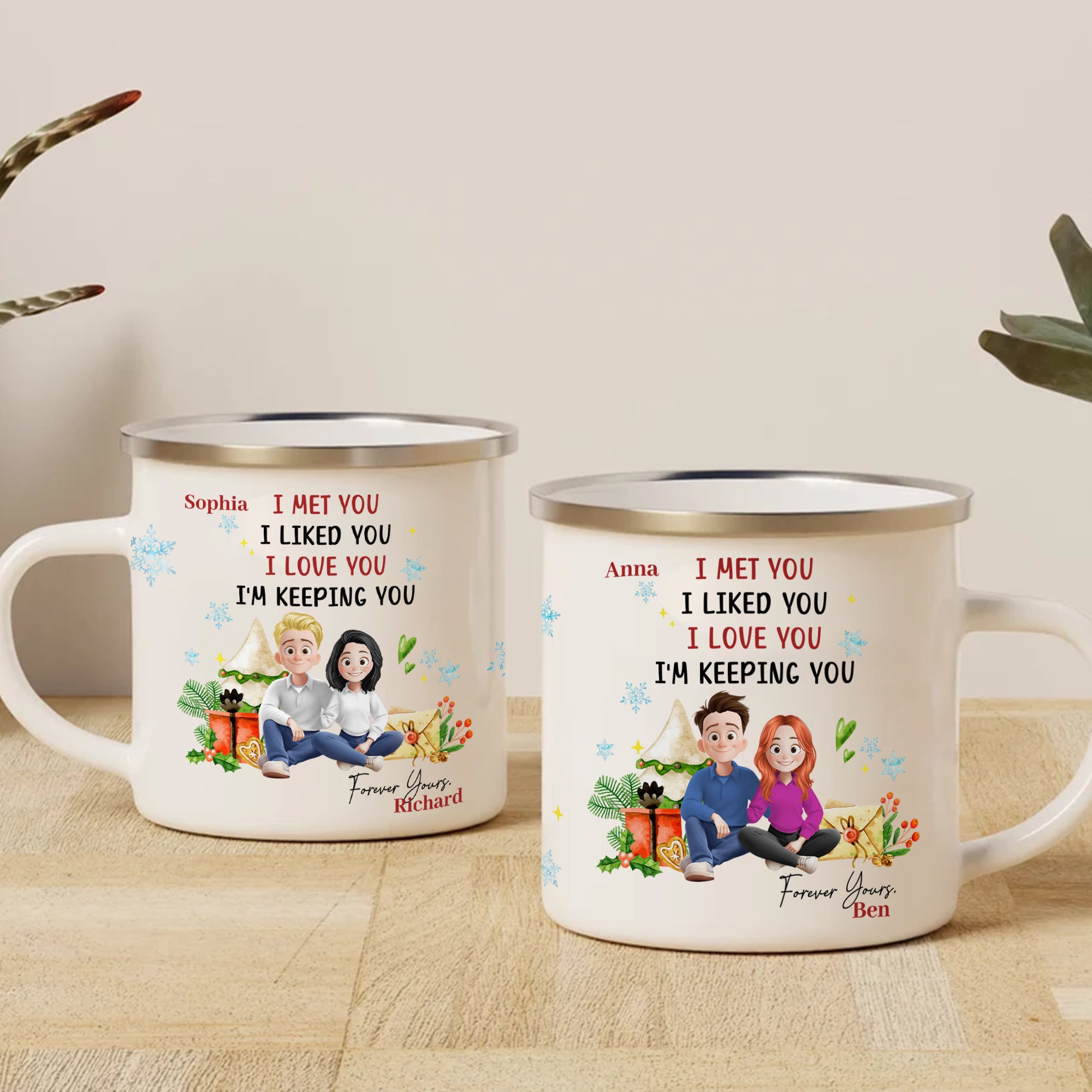 I'm Keeping You - Personalized Custom 12oz Enamel Mug - Gift for Lover