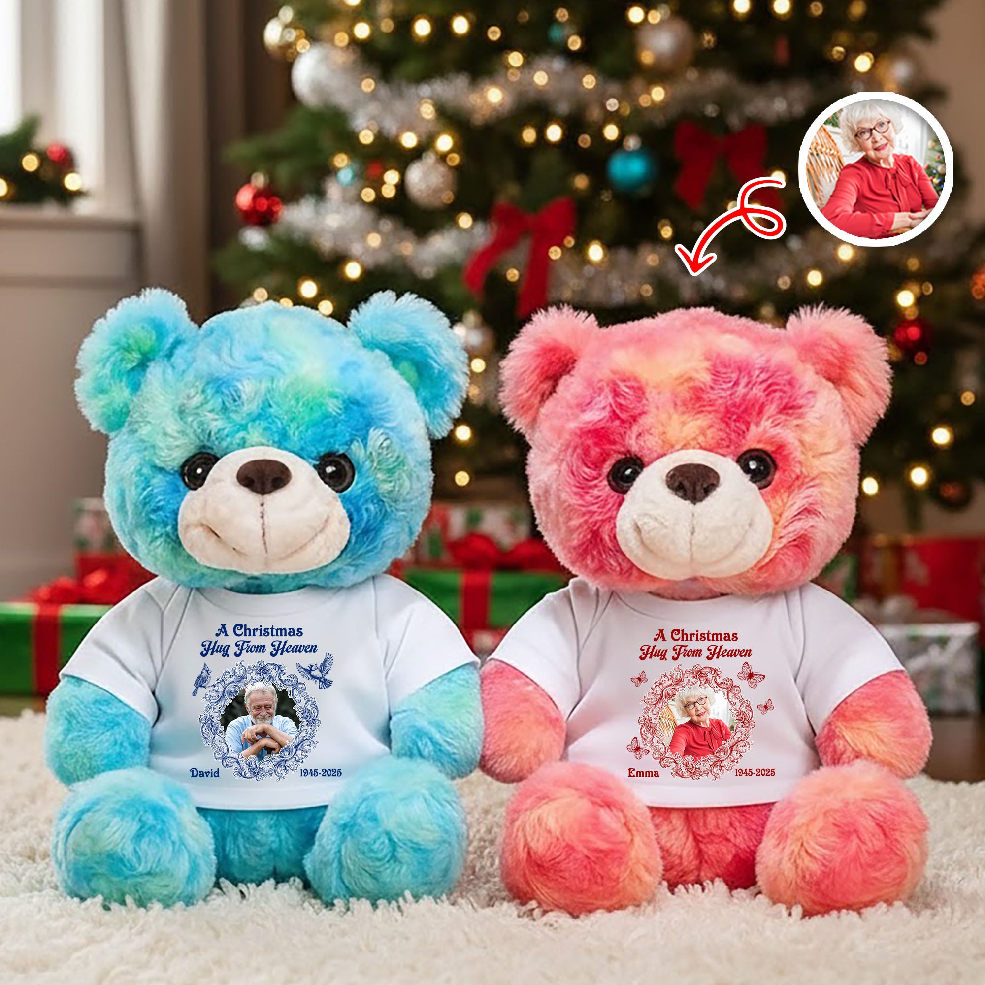 A Christmas From Heaven - Custom Name and Photo - Personalized Bear Plush