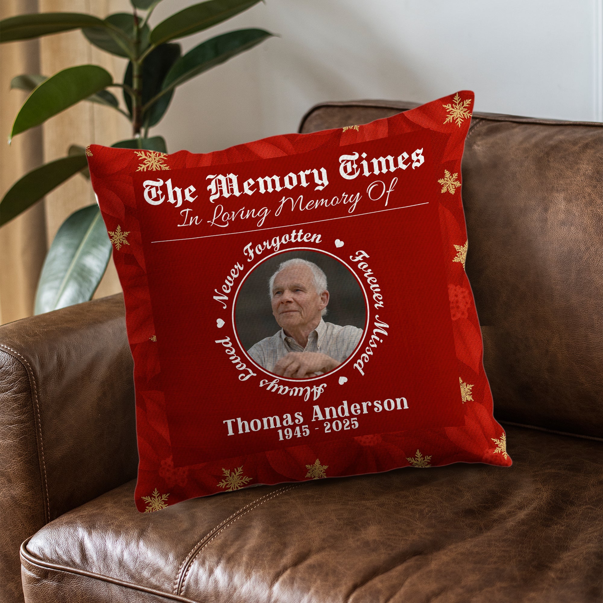 The Memory Times - Custom Name and Photo Memorial Gift - Personalized Pillow