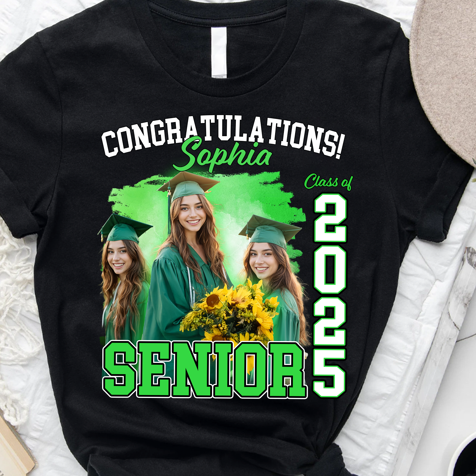 Congratulations Class Of 2025 SENIOR Personalized Graduation Shirt Upload Photo T-shirt, Graduation Gift