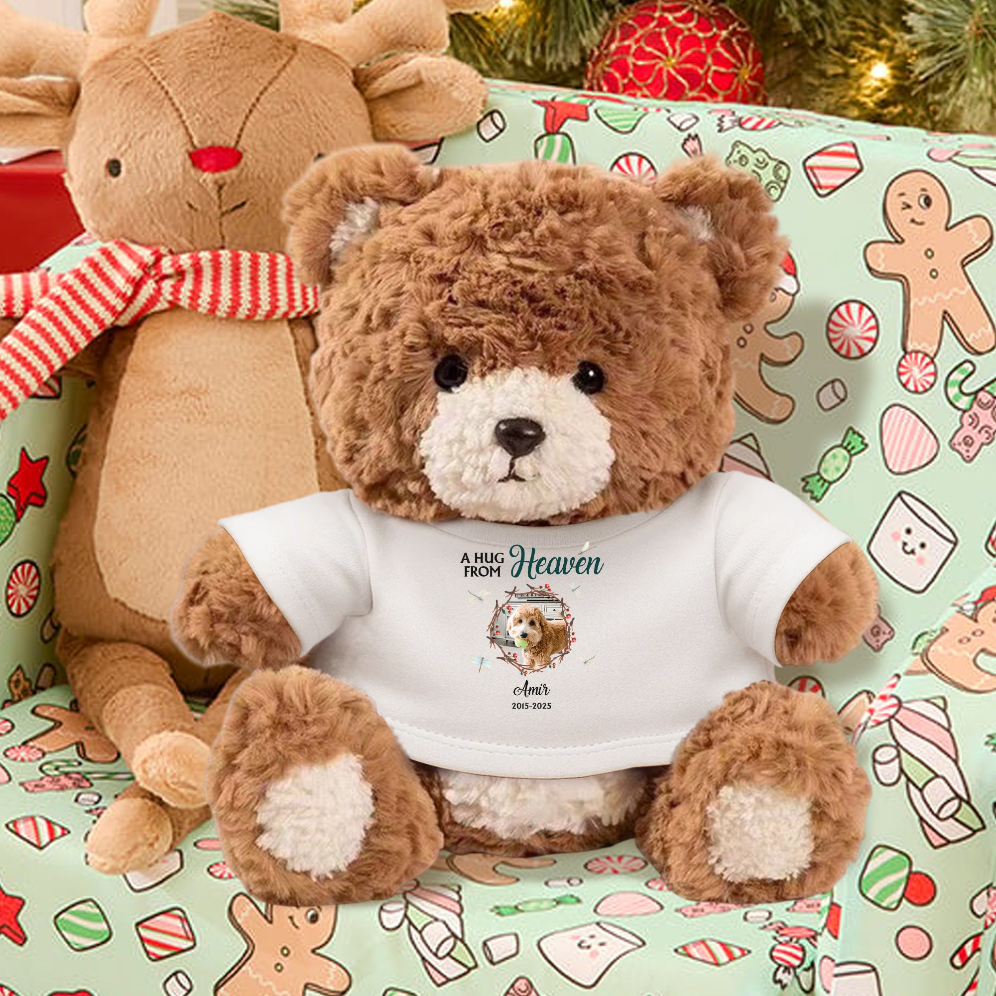 A Hug From Heaven - Memorial Bear Plush - Custom Photo Cute Bear