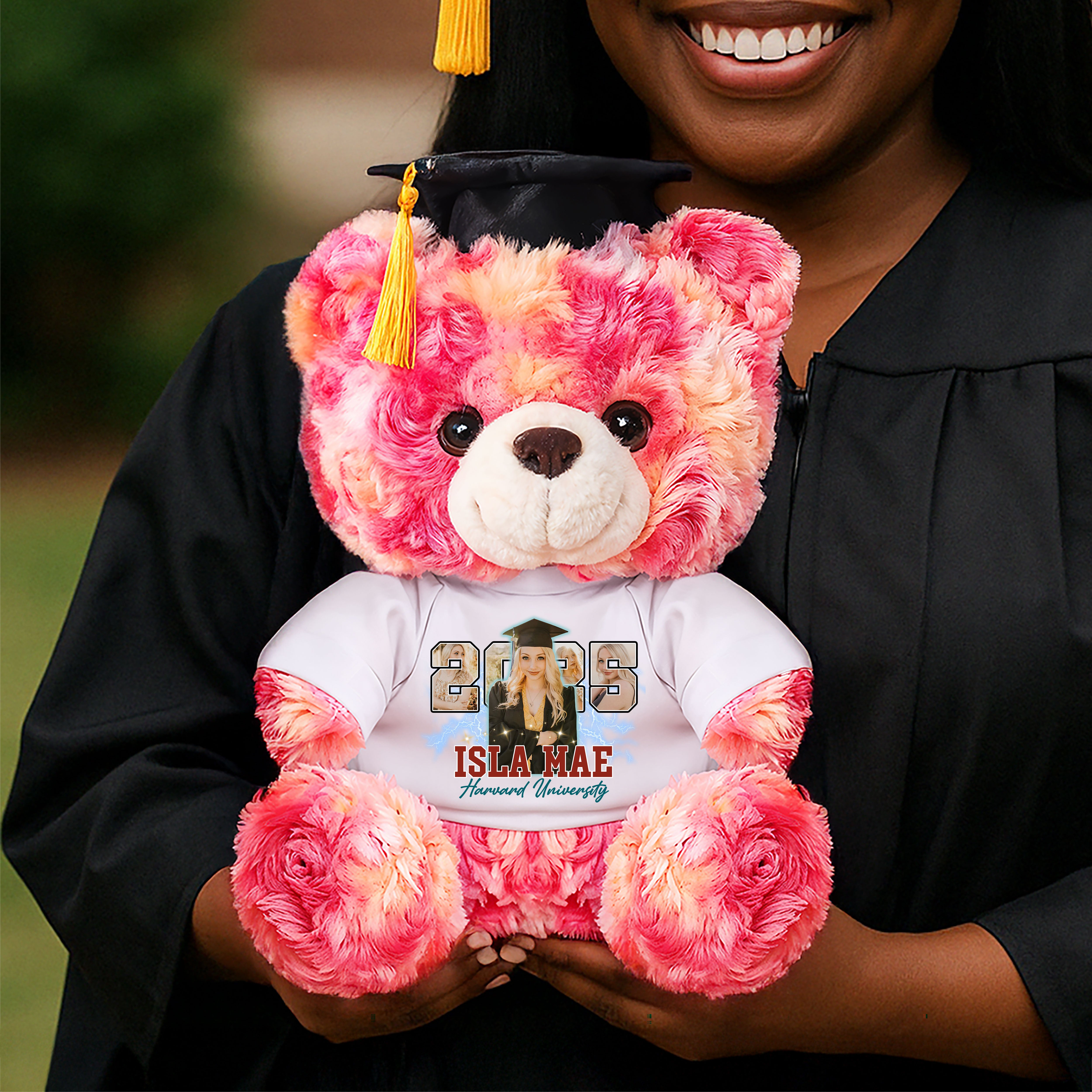 2025 Graduation Teddy Bear Plush - Custom Photo and Name  - Graduate Bear With Cap