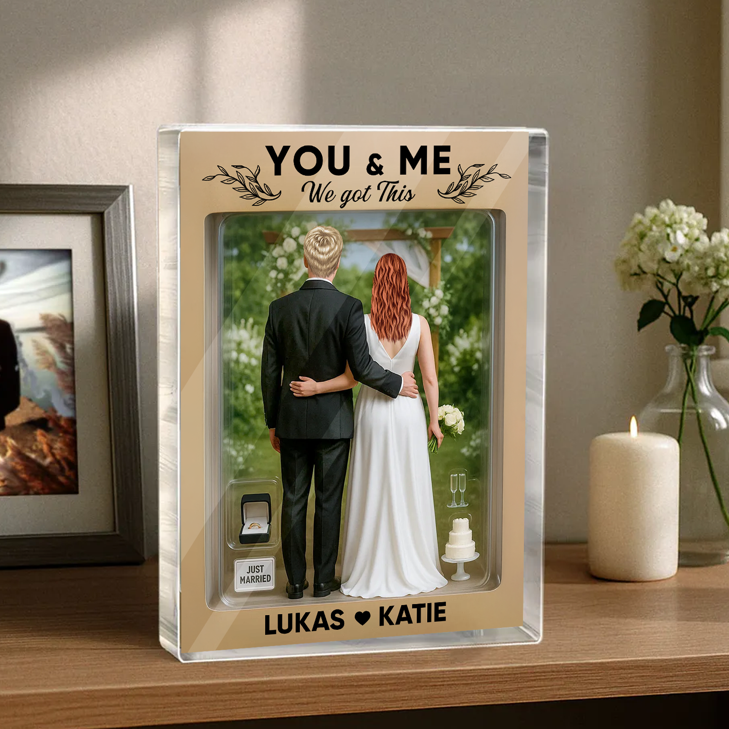 Wedding Couple - Custom Figure Personalized Acrylic Block Plaque