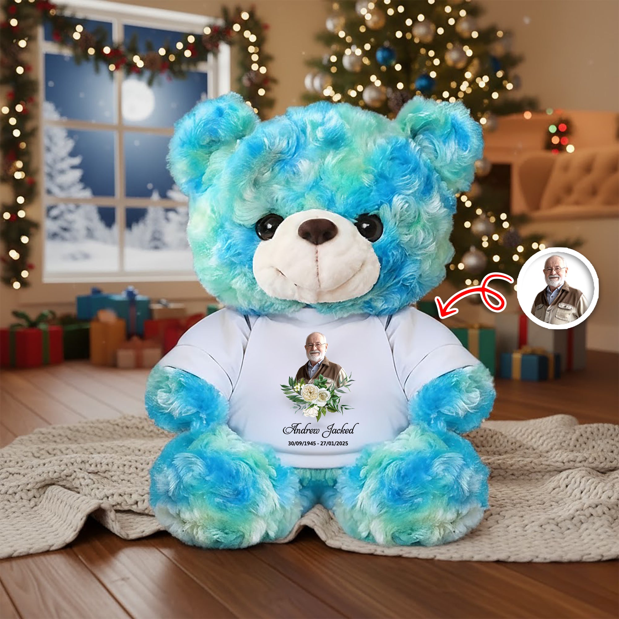 Those We Love Don't Go Away - Sympathy Gift - Custom Name and Photo - Personalized Bear Plush